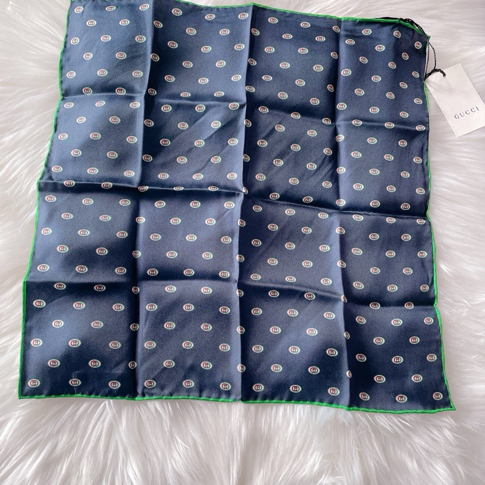 Gucci Blue and Green Patterned Scarf
